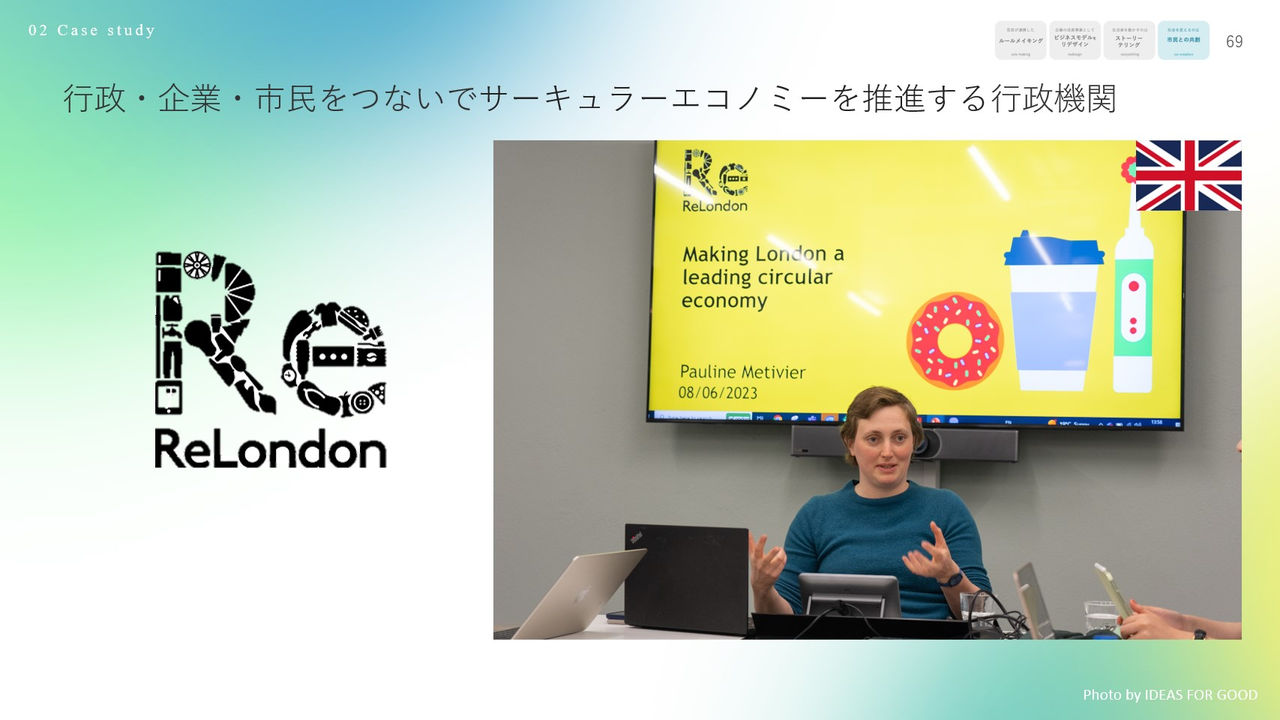 拡大画像:行政・企業・市民をつないでサーキュラーエコノミーを推進する行政機関の図 ReLondon