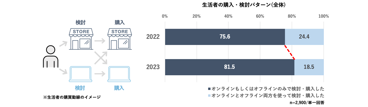 拡大画像：生活者の購買行動パターンの図