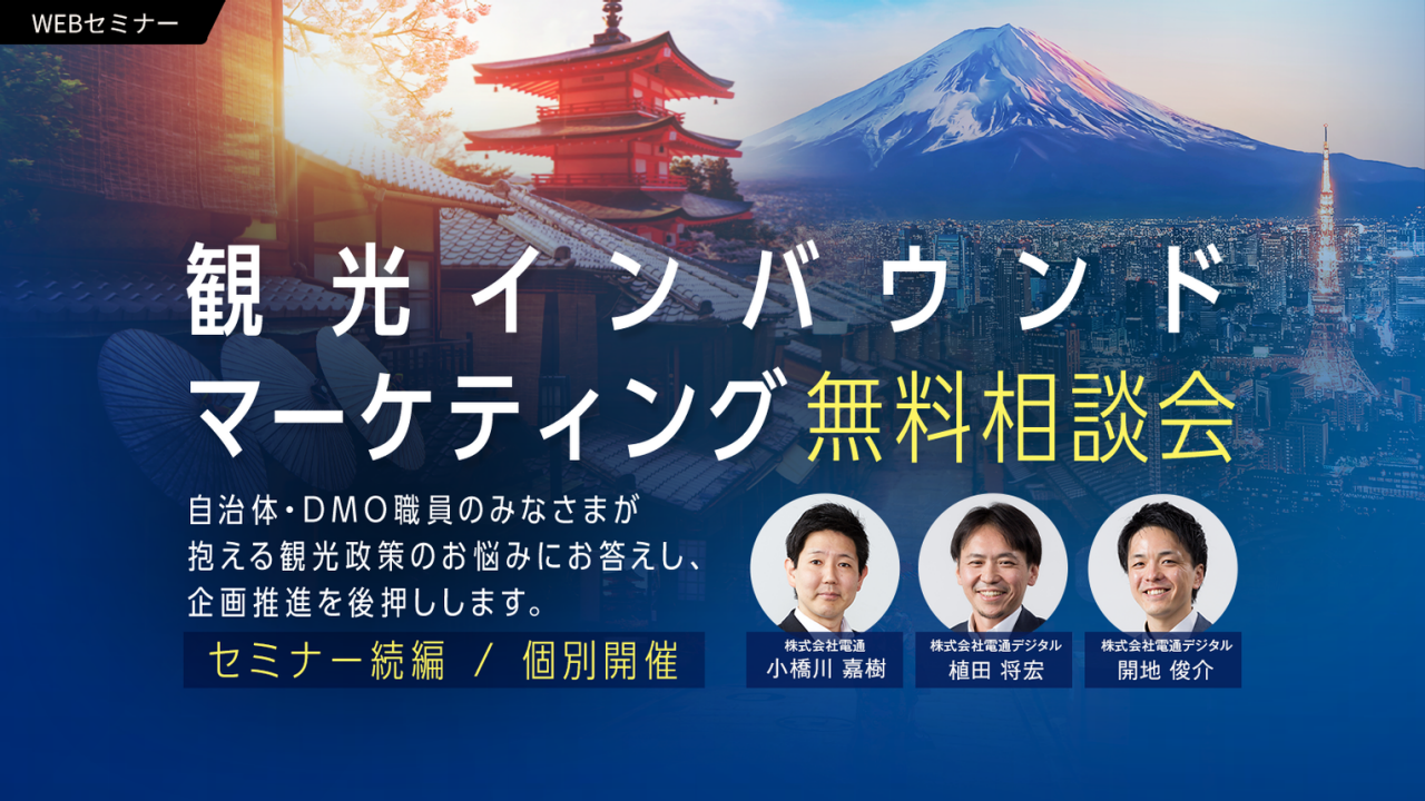 画像：日本の複数の観光スポットの風景。観光インバウンドマーケティング　無料相談会